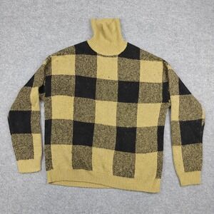 ASOS Design Sweater Womens Large Yellow Black Check Plaid Turtleneck‎ Knit